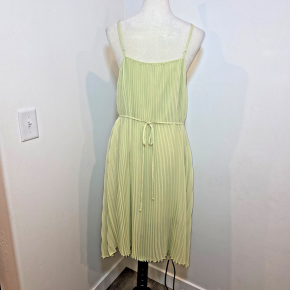 Women's Pleated Midi Slip Dress Size XXL - A New Day Lime Green Fairy Party - Picture 2 of 9